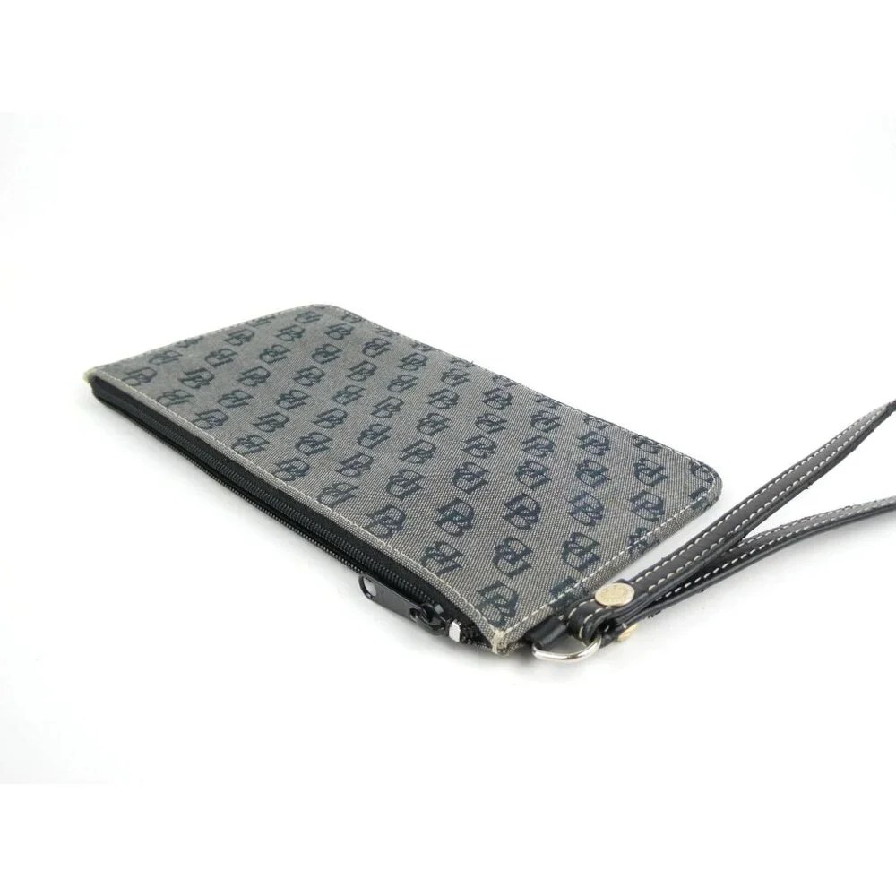 Dooney & Bourke Monogram Navy Black Canvas Wristlet/Clutch - Picture 3 of 16